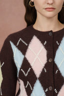 Cardigan corto Hart con diseño argyle en mezcla de lana y cachemira