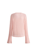 Serenity V Neck Sheer Cardigan in Lightweight Mohair Cable Knit