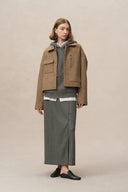 Lily Wol Kort Jas in Middelzware Wol Twill