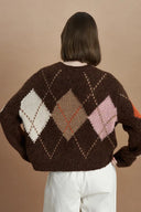 Faye Argyle Sweater in Baby Alpaca Blend Knit