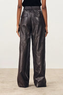 Nellie Elasticated Waist Wide Leg Trousers in Protein Leather