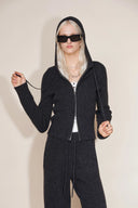 Vivi Kapuzen-Enganliegender Cardigan aus Merinowollstrick