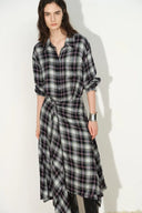 Lea abnehmbares Wickel-Karohemdkleid