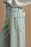 Wasteland Lightweight Distressed Washed Jeans in Cotton Denim