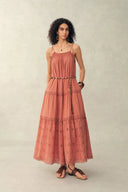 Celia Layered Strap Dress in Cotton Jacquard