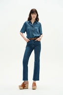 Nora Cropped Flare Jeans in Stretch Denim