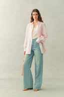 Camisa oversize de rayas con mangas abullonadas Brooke en popelina de algodón