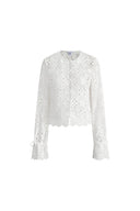 Quinn Handcrafted Button Loops Cut Out Crochet Cardigan in Cotton