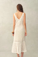 Robe sans manches Louise en mélange de coton avec couverture en fausse crochet