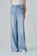 Prevernae Washed Wide-Leg Jeans in Cotton Denim