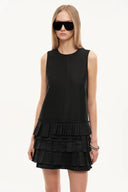 Alice Asymmetric Pleated Hem Sleeveless Dress in Lightweight Blend