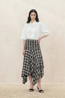 Gracie Ruched Asymmetric Plaid Skirt