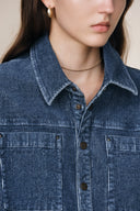 Quinn Antique Style Metal Buttons Dress in Washed Stretchy Corduroy