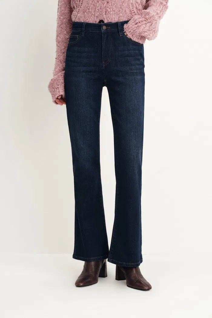 Nora Crop Flared Jeans in Stretch Denim