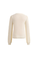 Lyes Openwork Crewneck Cardigan In Fine Cotton Yarn Knit