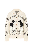 Perla Dachshunds Jacquard Cardigan in Chucky Merino Wool Knit