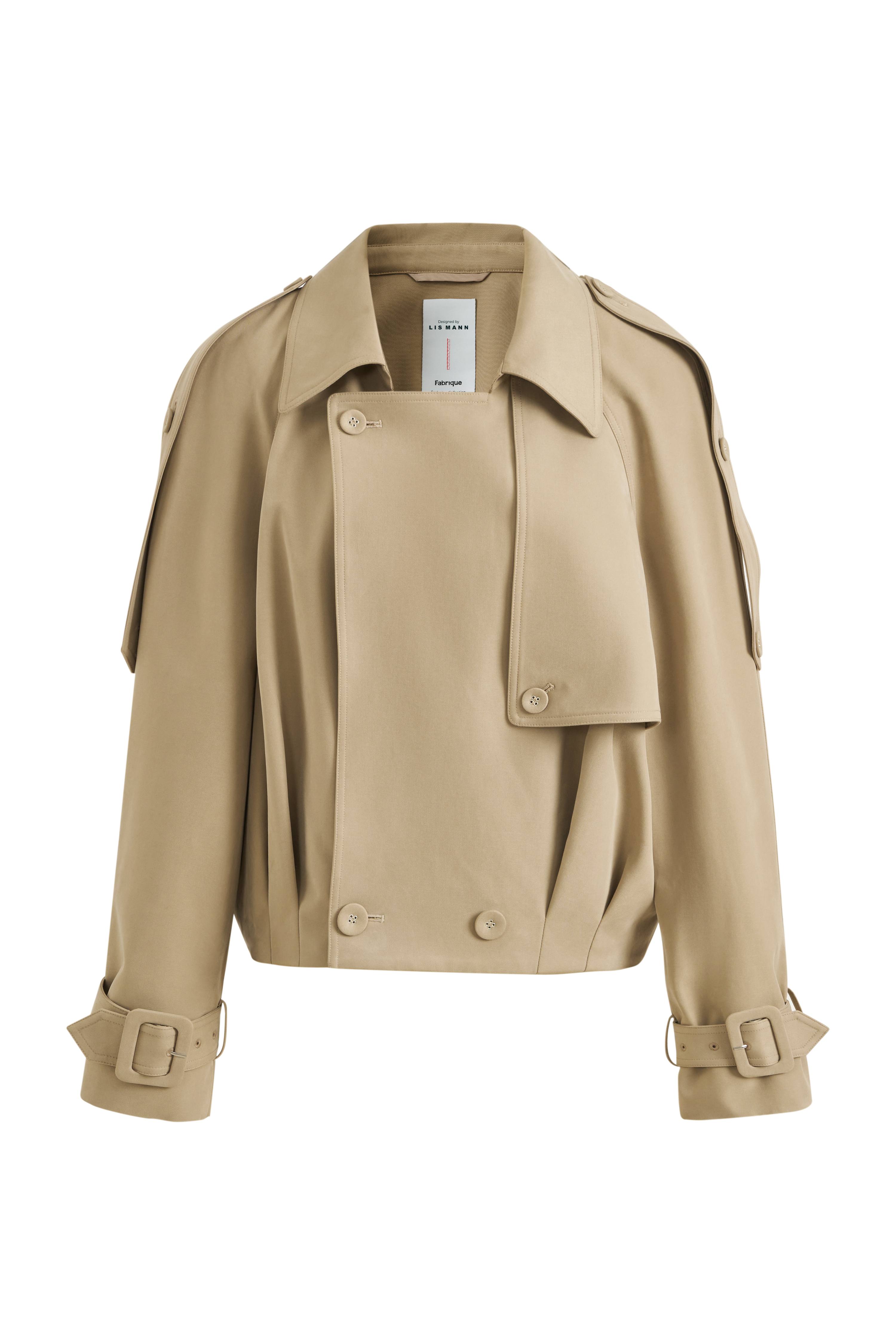 Elva Large Lapel Pleated Hem Short Trench Coat in Lightweight