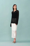 Tracy Semi Sheer Buttoned Blouse in Tencel Silk Knit