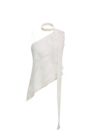 Veil Multilayered Ruffle Top in Sequin Mesh