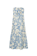 Vestido sin mangas estampado flora Sky en popelina de algodón