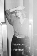 Illusion-S Crop Hoodie in Bright Silk Knitting - Light Grey