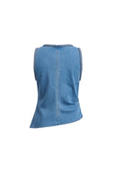 Canotta Riley con rifiniture intrecciate in denim stretch leggero