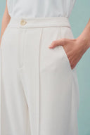 Domi White Buttoned Straight Leg Sweatpants