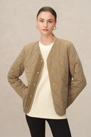 Olivia Khaki Cropped Lightweight Puffer Jacket in High-Density Water-Repellent Fabric