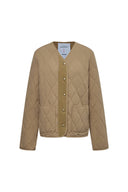 Olivia Khaki Cropped Lightweight Puffer Jacket in High-Density Water-Repellent Fabric