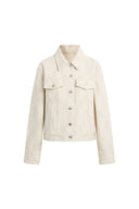 Elowen Cropped Argyle Jacquard Jacket in Cotton Denim
