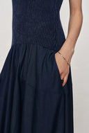 Abito Keira senza maniche in maglia di cotone con denim Tencel