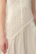 Azaria Boho Lace Panel Embroidery V Neck Sleeveless Dress in Tencel Linen