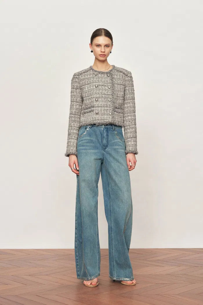 Pensée Double-Breasted Jacket in Lurex Tweed