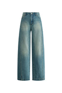 Francesca Yellow Washed Jeans in Cotton Denim