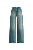 Jean jaune délavé Francesca en denim de coton