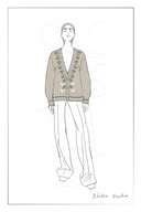 Cardigan Piper aux lys travaillés à la main en mélange alpaga tricoté