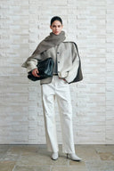 Dara Gradient Scarf Style Wool Peacoat in Wool-Silk-Rabbit Hair Blend