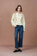 Saga Floral Cardigan in Merino Wool Knit