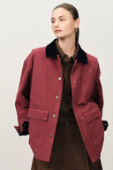 Georgia Corduroy Collar Quilted Jacket in Cotton Twill