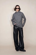 Iris Quilted Contrast Stitching Pants in Faux Leather