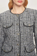 Deauville Hand Woven Trim Crew Neck Tweed Jacket in French Bouclé