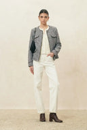 Deauville Hand Woven Trim Crew Neck Tweed Jacket in French Bouclé