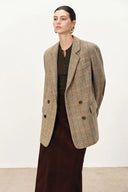 Daphne Soft Checkered Blazer in Merino Wool Herringbone