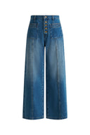 Nora Fronttaschen Cropped Straight Leg Jeans aus Baumwoll-Denim