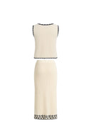 Rania Hand Crochet Embroidery Sleeveless Top and Skirt Set in Cotton Yarn