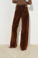 Taylor Belted Straight Leg Jeans in Velvet Flocked Denim