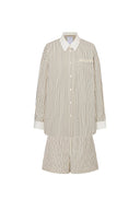 Nao Lässiges gestreiftes Hemd, Tanktop und Shorts-Set aus Baumwoll-Popeline