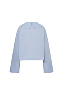 Camisa Holkham con Cuello Sobredimensionado a Rayas en Popelina de Mezcla de Algodón