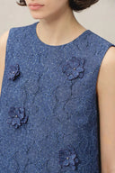 Lila Textured Sleeveless Short Dress in Imported Korean Metallic Lace