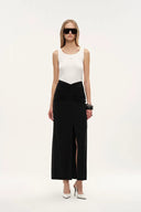 Siren Ruched Slit Midi Skirt in Four Way Stretch Fabric